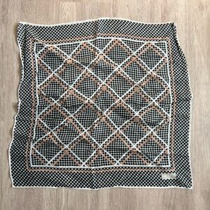 Geometric Lattice Square Scarf - Black, White & Peach